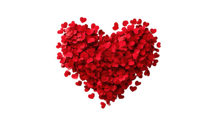 Heart-shaped arrangement of red petals on a black background