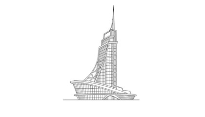 Architectural Illustration of a Modern Building with Unique Design