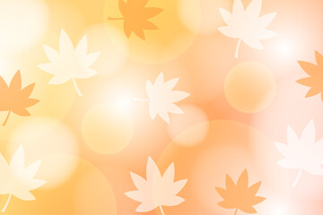 もみじが舞う秋の暖かい背景デザイン　オレンジ