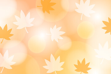 もみじが舞う秋の暖かい背景デザイン　オレンジ