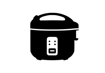 Vector art of black rice cooker appliance with digital controls