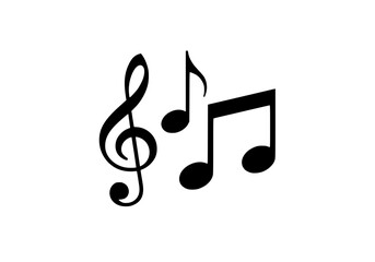 Vector art of black treble and eighth music notes symbols