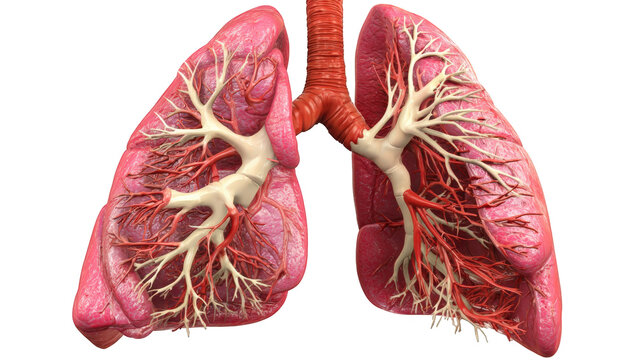 3D medical illustration of a human lung