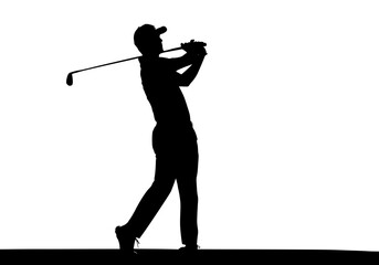Vector art of golfer in midswing action silhouette