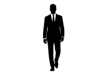Vector art of silhouette of man in business suit walking