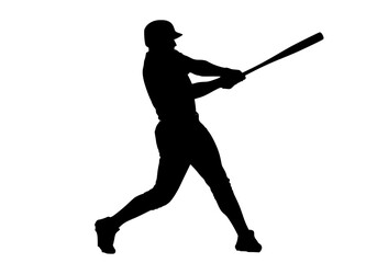 Vector art of silhouette of baseball player swinging bat