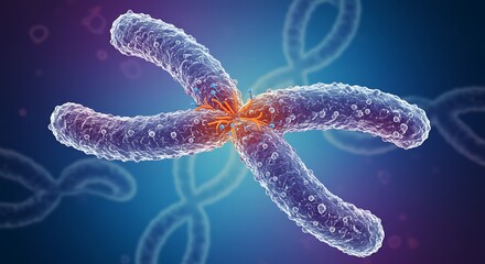 Digital illustration of a chromosome in a scientific and medical context
