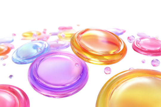 Abstract vibrant multicolored circles and drops