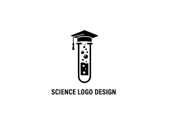 Vector art of sciencethemed graduation cap test tube logo design
