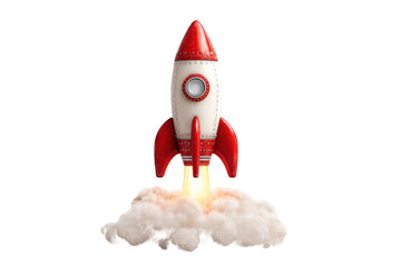 Red rocket launching from a cloud of smoke (3)