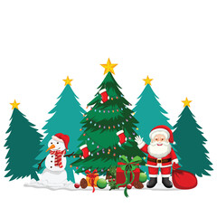 Christmas label and design elements for postcards