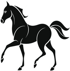 Obraz premium Black horse vector illustration silhouette running gallop pony stallion mare cartoon animal