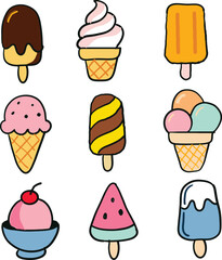 DELICIOUS ICE CREAM IN FLAT VECTOR ILLUSTRATION.eps