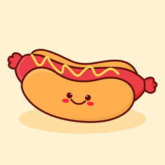 vector illustration of a cute sausage hotdog