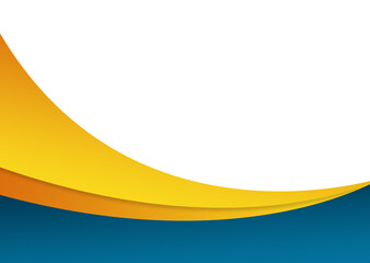 Blue and Yellow Wavy Banner. Curved header and footer.
