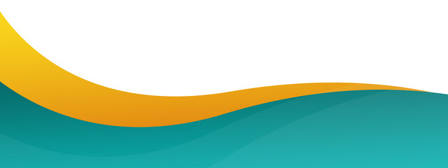 Teal and Yellow Wavy Banner. Curved header and footer.

