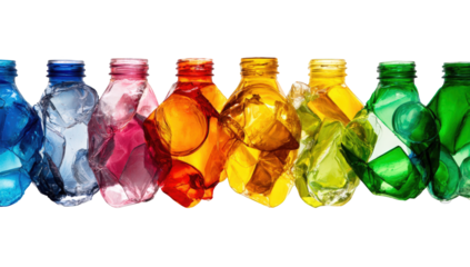Colorful crumpled plastic bottles