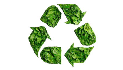 Green recycling symbol, textured graphic