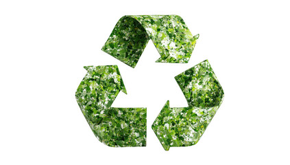 Green recycling symbol, stylized with textured foliage