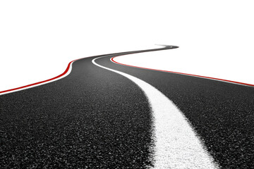 Winding asphalt road against black background