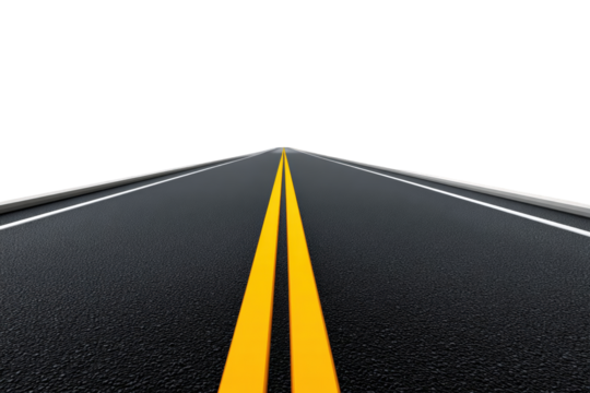 Perspective view of a highway disappearing into darkness