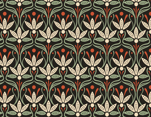 Botanical art nouveau bloom pattern