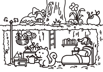 Little squirrels make nests underground.