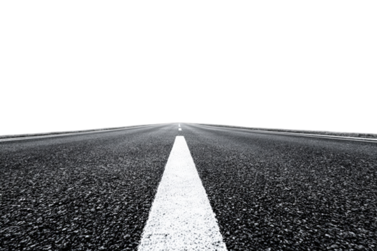 A grayscale road stretches into a dark horizon (1)