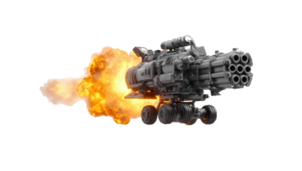 Futuristic spacecraft accelerating with intense exhaust