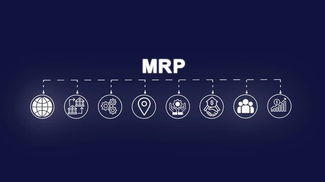 MRP Material Requirement planning Manufacturing Industry Business Process automation, business insights from large data sets Animated data analytics banner .