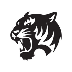 Black Tiger Mascot Logo Vector with Clean Design and Ample Space. 