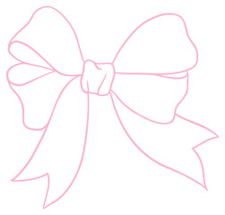 Outline pink ribbon bow