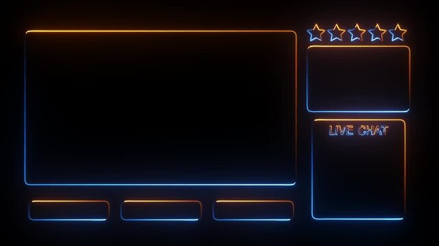Intermission Stream Overlay Animated, Neon Sign looping facecam and chat for live streaming animation.