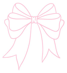 Outline pink ribbon bow