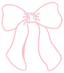 Outline pink ribbon bow