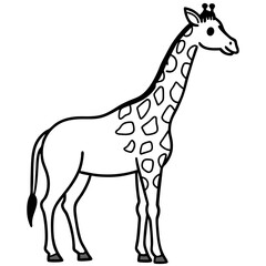 Giraffe Standing Outline Vector