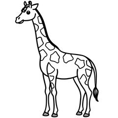 Giraffe Standing Outline Vector