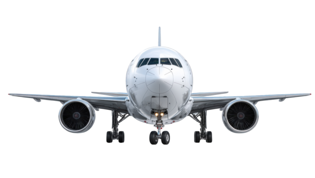 Front view of a white commercial jetliner (1)