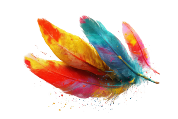 Vibrant colorful feathers in motion