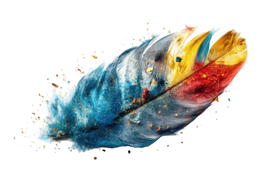 Vibrant feather, splashes of color