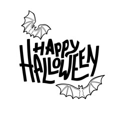 Happy Halloween inscription with bats