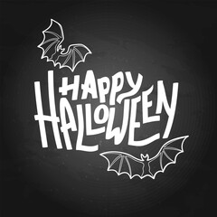 Happy Halloween inscription with bats