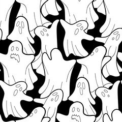 Halloween ghosts seamless pattern