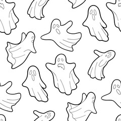 Halloween ghosts seamless pattern