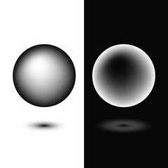 Vector Illustration of Two Spheres with Opposite Shades and Shadows