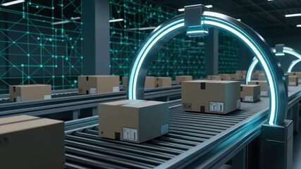 Automated Warehouse Conveyor System for Efficient Packaging and Shipping in a Modern Digital Environment - Powered by Adobe