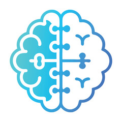 Brain Illustration: a sleek digital illustration of a human brain, meticulously designed with a clean gradient aesthetic. perfect for science, education, and technology-related projects. 