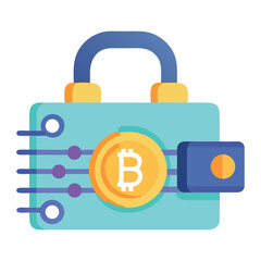 Bitcoin Safety: A digital padlock represents the secure safekeeping of Bitcoin, symbolizing trust and protection of digital assets and the future of secure finance.