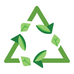 Eco-Friendly Emblem: The symbol of sustainability, a vibrant green recycling emblem, embellished with refreshing leaf elements that embody environmental consciousness.