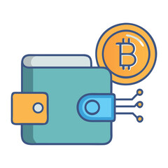 Digital Crypto Wallet: A stylized illustration depicts a digital crypto wallet with a bitcoin coin, symbolizing the modern era of finance, digital assets, and technological advancement.